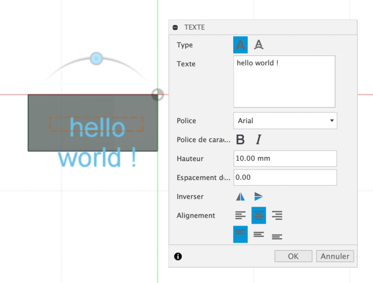 Insérer du texte sous Fusion 360 BeanyOverTech